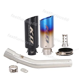 For Yamaha Tenere700 2019-2025 Black\Silver\Blue Exhaust Mid Pipe 51MM Muffler - Picture 1 of 12