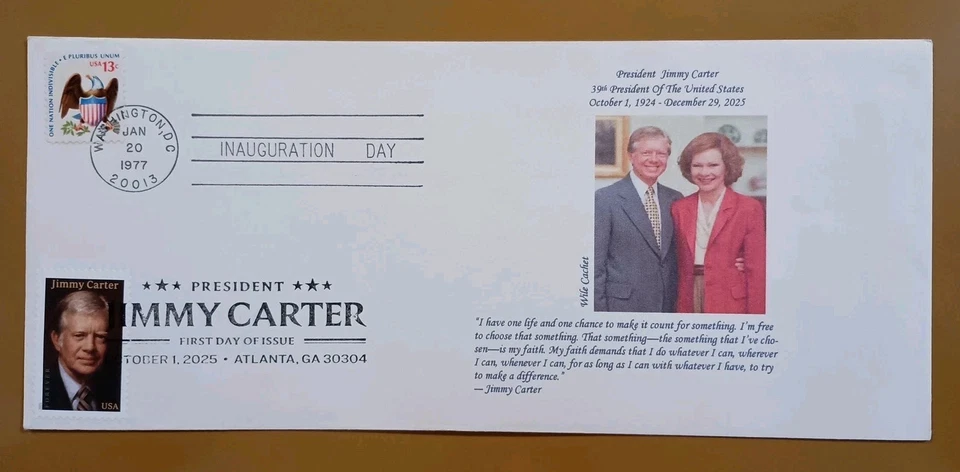 2025 President Jimmy Carter FDOI DUAL With His Inauguration - Wile Cachet - Image 1 of 1