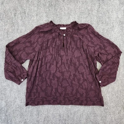 J Jill Топ женщин средний фиолетовый Ventana жаккард поповер блузка повседневный богемное шик - Изображение 1 из 4