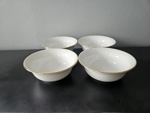 Dansk Tjorn Gold Set Of 4 Fruit Cereal Coupe Soup Bowls White Gold Vtg - Picture 1 of 11
