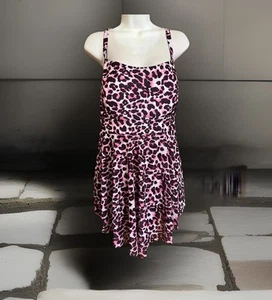 Einteiler Badeanzug mit Rock 2x rosa schwarz Leopardenmuster Markenlos Schwimmen - Bild 1 von 8