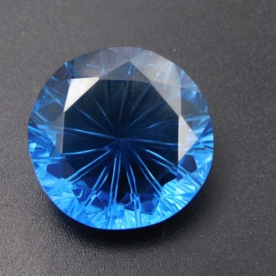 Round Cut Attractive Blue Quartz 40.25 Ct Natural Loose Gemstone CERTIFIED - Image 1 of 4