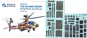 Quinta Studios 1/35 AH-64DI SARAF APACHE 3D DECAL COLORED INTERIOR SET Takom - Picture 1 of 7