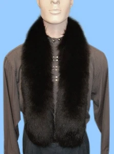 NEW EXTRA LONG GENUINE BLACK FULL SKIN FOX FUR SCARF BOA MENS MUFFLER  - Picture 1 of 1