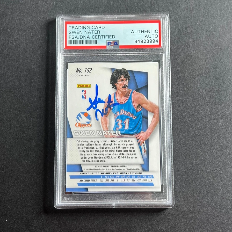 2014-15 Panini Prizm #152 Swen Nater Signed Card AUTO PSA Slabbed Clippers - Image 1 of 2