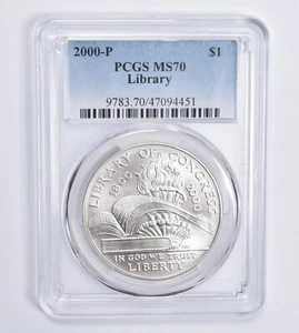 MS70 2000-P Library of Congress Commemorative Dollar PCGS Blue Lbl - Picture 1 of 5