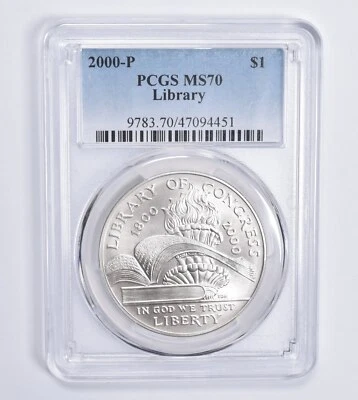 MS70 2000-P Library of Congress Commemorative Dollar PCGS Blue Lbl - Image 1 of 4