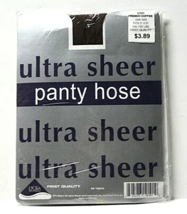 One Pair Womens One Size Pantyhose French Coffee Brown Ultra Sheer Sheer Toe - Picture 1 of 3