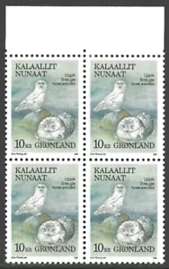 Greenland 1987-90 Birds 10k #188 BLOCK VF-NH, dull gum CV $18.00 - Picture 1 of 1