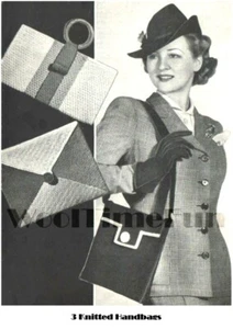 Strickmuster Vintage 40er Jahre Kriegshandtaschen. 3 Designs. - Bild 1 von 1