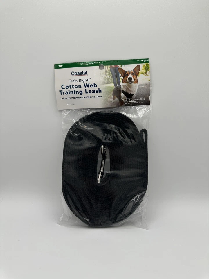 Trela de treinamento Coastal - Train Right - Teia de algodão, preta, 5/8" x 20' nova - Imagem 1 de 1