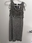 Chanel Tweed Black And White With Red Detail Houndstooth Dress  34 Xs