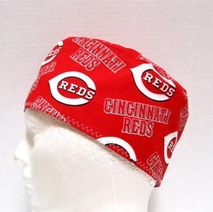 Cincinnati Reds Mens Scrub Hat, Surgical Cap, Skull Cap, Chemo Hat, One Size - Picture 1 of 4