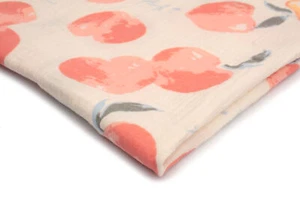 Baumwoll bedruckter Musselin Stoff Double Gauze, Pfirsiche 50 x 130 cm - Bild 1 von 4