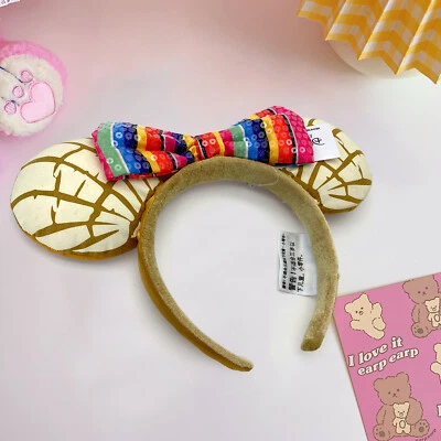 Disney` Parks Mexican Concha Sweet Bread Pan Dulce Minnie Ears Mouse Headband US - Image 1 of 4