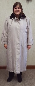 Beige Poplin Coat w/ Removable Ranch Mink Fur Liner - sz 16 CLEARANCE - Picture 1 of 4