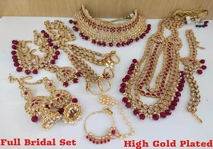 Set Completo Da Sposa Bollywood In Gioielli Indiani Placcato Oro Etnico - Picture 1 of 1