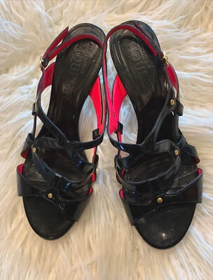 Женские туфли-лодочки Alexander Mcqueen черные/розовые кожаные размер 38/США размер 8 - Изображение 1 из 4