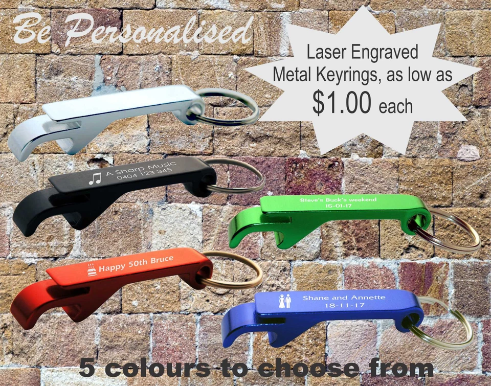 Bulk Engraved Bottle Opener Keyring Promotional Business Corporate Personalised - image 1 of 4