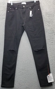 ASOS Jeans Mens Size 32/30 Black Flat Front Power Stretch Distressed Skinny Leg - Picture 1 of 7