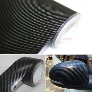 Self Adhesive Tape Vehicle 4D Black Texture Carbon Fiber Vinyl Wrap Sticker VL - Picture 1 of 11