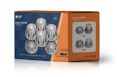 Kit de cubierta de eje de rueda de cubierta cromada Peterbilt Kenworth Freightliner Foto 1 de 4
