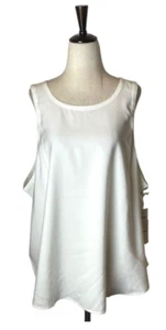 Good American Shirt Women XXL White Ivory Sleeveless Rounded Hem Tank Top NWT - Picture 1 of 8