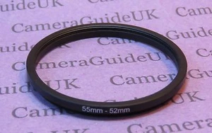 55mm to 52mm Male-Female Stepping Step Down Filter Ring Adapter 55mm-52mm - Picture 1 of 2