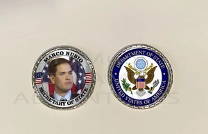 Präsident Trump Marco Rubio State Sec Kabinett/Stab Neuheit Münze - alle erhalten - Bild 1 von 1