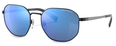 Gafas de sol de diseñador Armani Exchange AX2036 unisex hexagonales azul marino/azul espejo 56 mm Foto 1 de 3