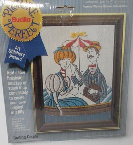 Bucilla Picture Perfect Art Stitchery Picture 5x7 Boating Couple - Picture 1 of 2