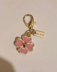 COACH Flower Handbag Charm or Zipper Pull Pink Coach Flower Charm Keychain - Picture 1 of 2