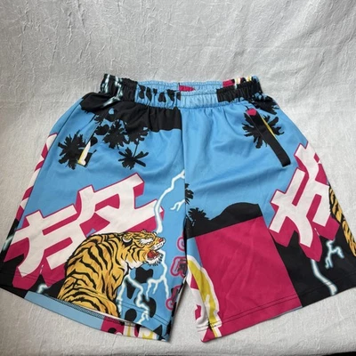 Reason Shorts Mens Large Blue Tiger Palm Graphic Elastic Waist Streetwear Swim - Image 1 of 4