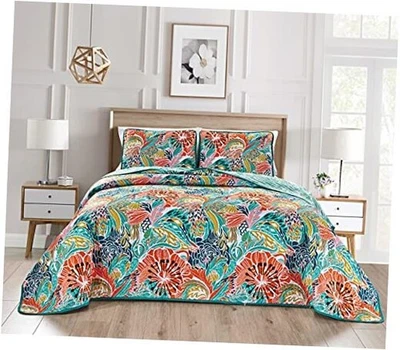 GrandLinen 3 件精细印花超大尺寸(100 X 95 英寸)波西米亚活力和  — 第 1/3 张图片