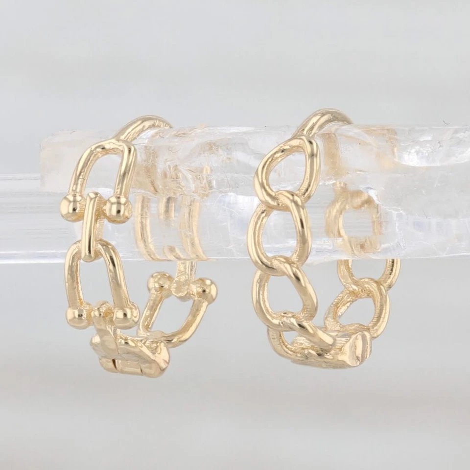 Серьги-кольца из желтого золота 18 карат с маленькой лошадью круглые обручи - Изображение 1 из 4