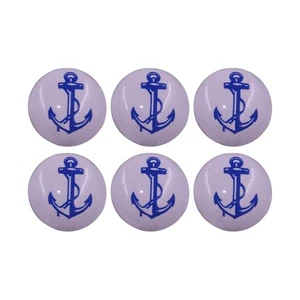 6 Pack Blue Anchor White Ceramic Cabinet Knobs, Aesthetic, Kitchen, Furniture - Picture 1 of 6