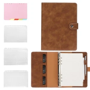 Leather A5 Notebook Binder - PU Leather Refillable Notebook with 6 Ring Binde... - Picture 1 of 7
