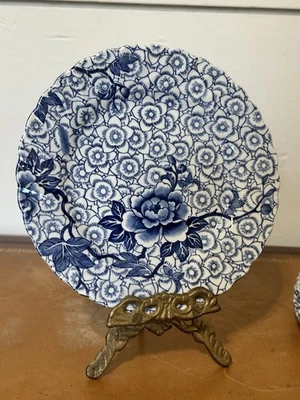 Vintage Johnson Brothers Lotus Blue White Bread Plate 6.25 England Floral