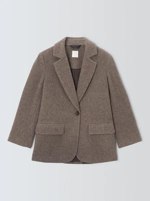 John Lewis Womens Herringbone Wool Blend Blazer Brown/Multi - Size 18 (Defect) A - Image 1 of 4