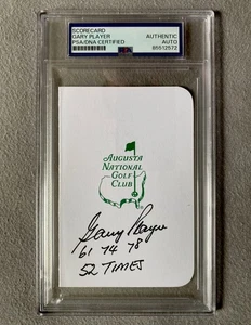 GARY PLAYER AUTOGRAPH AUGUSTA NATIONAL MASTERS SCORECARD PGA GOLF PSA SLAB 572 - Picture 1 of 2