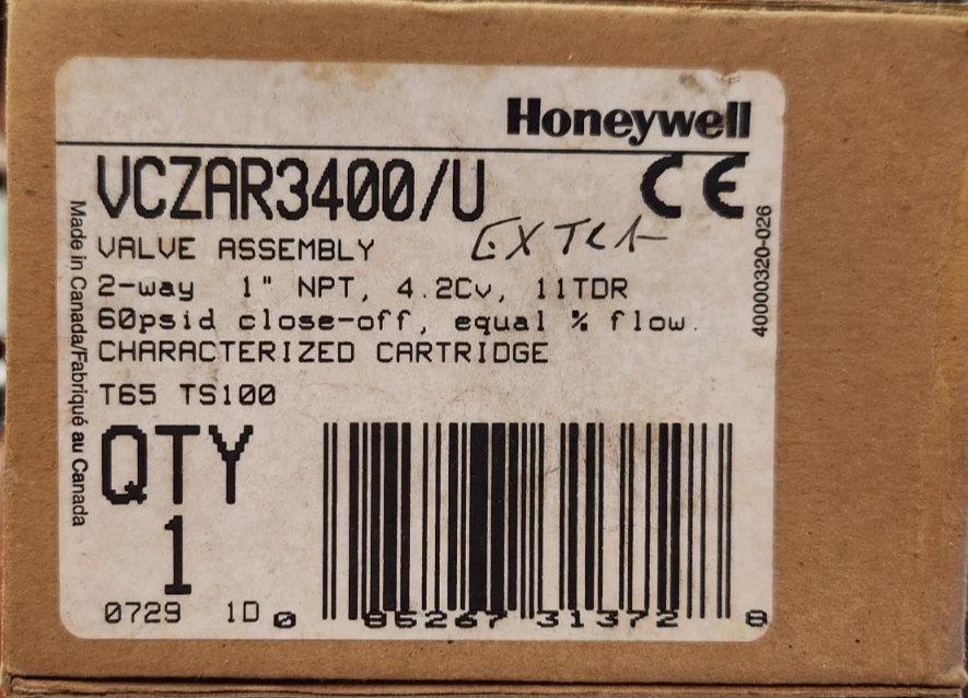 NEW Honeywell/Resideo VCZAR3400/U, Two-way 1" NPT Valve assembly - Image 1 of 1