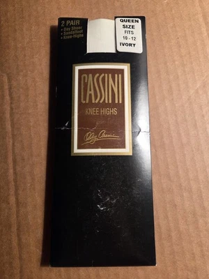 Oleg Cassini Day Sheer Sandalfoot Knee Highs Queen Ivory - Image 1 of 2