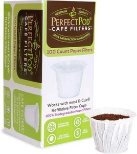 Perfect Pod Cafe Paper Filters for Reusable K Cups 100 Count - Picture 1 of 5
