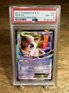 2012 Mew EX #46/124 Black & White Dragons Exalted Pokemon Card - PSA 8 NM - Picture 1 of 2