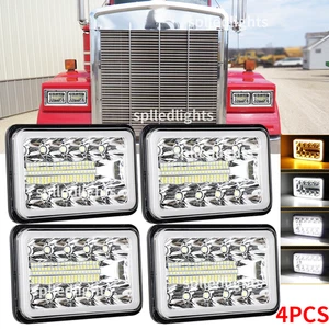 4pcs DOT Approved 4x6" 120W LED Headlights Halo DRL fit Kenworth W900 1985-1998 - Bild 1 von 12
