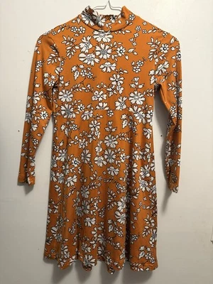 Friends Inc. Girls Burnt Orange W/White Flowers Long Sleeve Dress For Ages 10-11 - Image 1 of 4