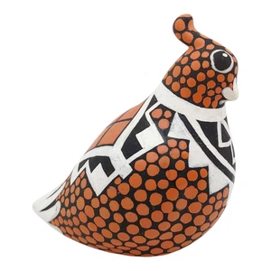 Acoma Pottery Quail Bird Figurine - 3.5" Small Red Black White Native American - Picture 1 of 8