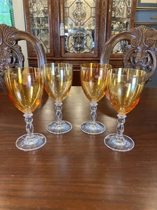Luster Gold by Pier 1 - Four Crystal All Purpose Goblets - Picture 1 of 4