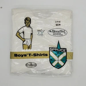 SPRUCE Boys VINTAGE Undershirt Tshirt Sz 8/Chest 27 Pkg Of 3 NOS Made In The USA - Picture 1 of 2