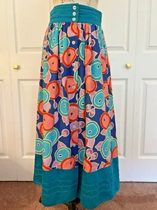 Jeanne Marc Y2K Skirt Cotton Womens Medium 12/14 Colorful Maxi long Vtg READ - Picture 1 of 18